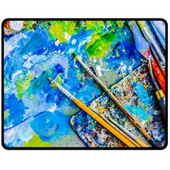 Artist Palette And Brushes Fleece Blanket (medium)  by FunnyCow