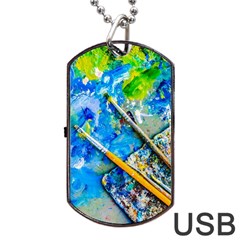 Artist Palette And Brushes Dog Tag Usb Flash (one Side) by FunnyCow