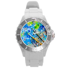 Artist Palette And Brushes Round Plastic Sport Watch (l) by FunnyCow