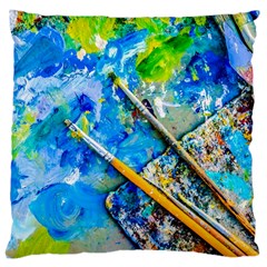 Artist Palette And Brushes Large Cushion Case (two Sides) by FunnyCow