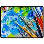 Artist Palette And Brushes Double Sided Fleece Blanket (Large)  80 x60  Blanket Front