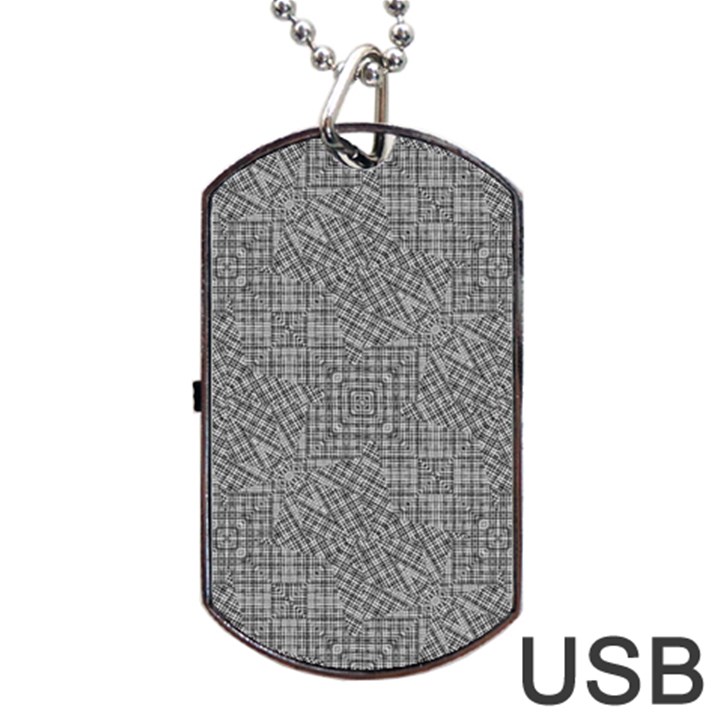 Linear Intricate Geometric Pattern Dog Tag USB Flash (One Side)