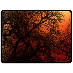 Sunset Silhouette Winter Tree Fleece Blanket (large)