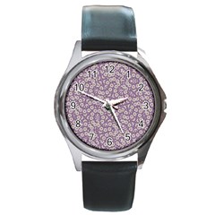 Ditsy Floral Pattern Round Metal Watch by dflcprints