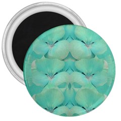 Green Fantasy Flower In Beautiful Festive Style 3  Magnets by pepitasart