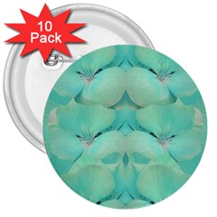 Green Fantasy Flower In Beautiful Festive Style 3  Buttons (10 Pack)  by pepitasart