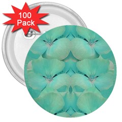 Green Fantasy Flower In Beautiful Festive Style 3  Buttons (100 Pack)  by pepitasart