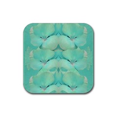 Green Fantasy Flower In Beautiful Festive Style Rubber Coaster (square)  by pepitasart