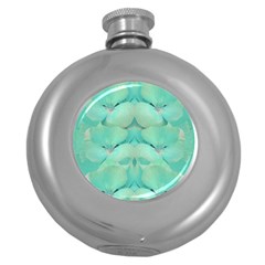 Green Fantasy Flower In Beautiful Festive Style Round Hip Flask (5 Oz) by pepitasart