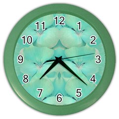 Green Fantasy Flower In Beautiful Festive Style Color Wall Clocks by pepitasart