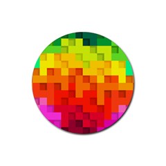 Abstract Background Square Colorful Rubber Coaster (round)  by Nexatart