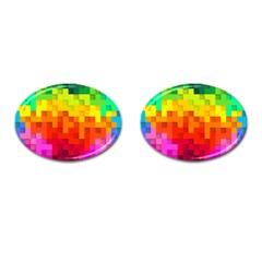 Abstract Background Square Colorful Cufflinks (oval) by Nexatart