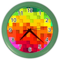 Abstract Background Square Colorful Color Wall Clocks by Nexatart