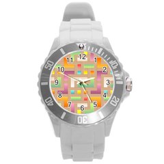 Abstract Background Colorful Round Plastic Sport Watch (l) by Nexatart