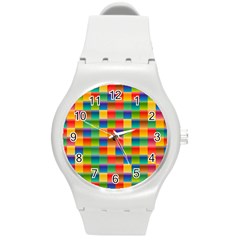 Background Colorful Abstract Round Plastic Sport Watch (m) by Nexatart