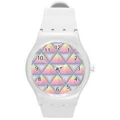 Background Colorful Triangle Round Plastic Sport Watch (m) by Nexatart