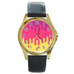 Background Image Round Gold Metal Watch by Nexatart