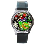 Lillies In The Terracotta Vase 1 Round Metal Watch Front