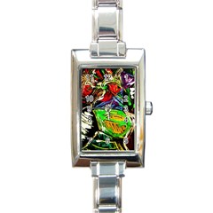 Lillies In The Terracotta Vase 1 Rectangle Italian Charm Watch by bestdesignintheworld