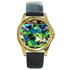 Avocado Round Gold Metal Watch by bestdesignintheworld