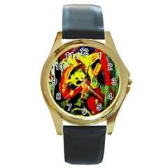 437241213103536 - Bread And Fish Round Gold Metal Watch by bestdesignintheworld