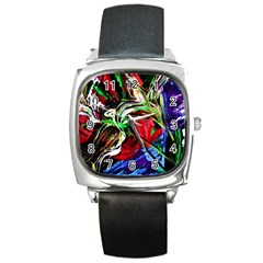 Lillies In The Terracotta Vase 3 Square Metal Watch by bestdesignintheworld