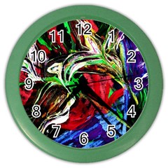 Lillies In The Terracotta Vase 3 Color Wall Clocks by bestdesignintheworld