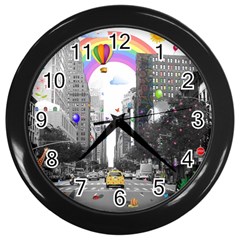 Downtown Dream Wall Clocks (black) by Valentinaart