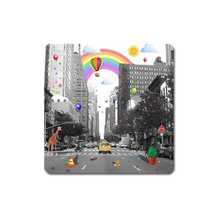 Downtown dream Square Magnet