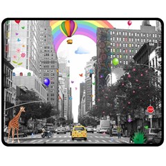 Downtown Dream Fleece Blanket (medium)  by Valentinaart