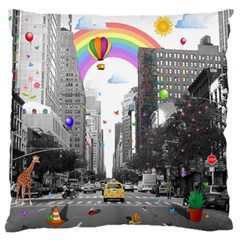 Downtown Dream Large Flano Cushion Case (two Sides) by Valentinaart