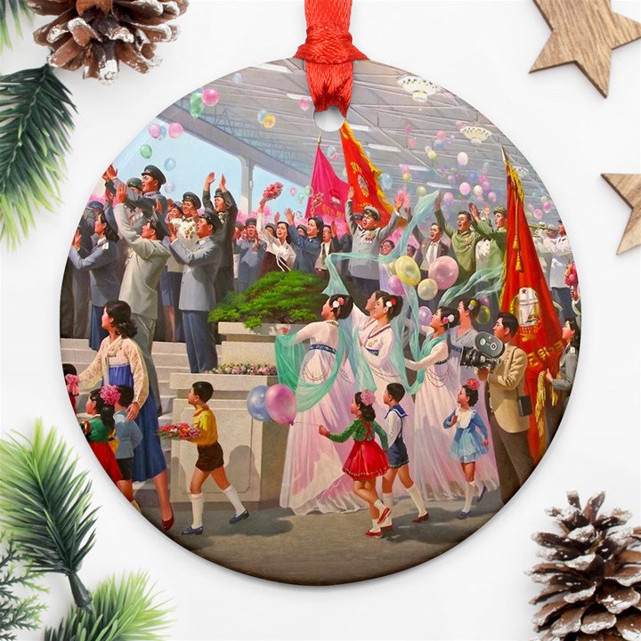 North  Korea - Propaganda Round Ornament (Two Sides)