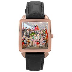 North  Korea - Propaganda Rose Gold Leather Watch  by Valentinaart