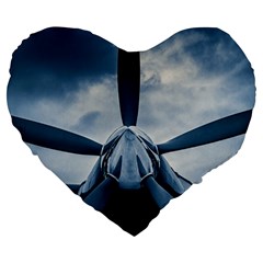 Propeller - Sky Challenger Large 19  Premium Flano Heart Shape Cushions by FunnyCow