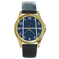 Solar Power Panel Round Gold Metal Watch by FunnyCow