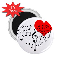 Singing Heart 2 25  Magnets (10 Pack)  by FunnyCow