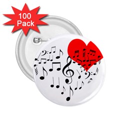 Singing Heart 2 25  Buttons (100 Pack)  by FunnyCow