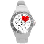 Singing Heart Round Plastic Sport Watch (L) Front