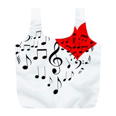 Singing Heart Full Print Recycle Bags (l)  by FunnyCow