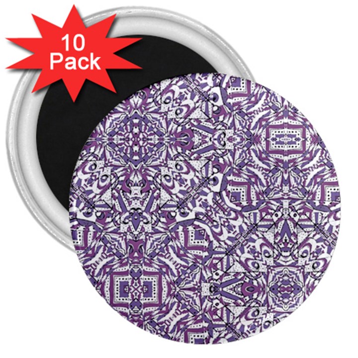 Colorful Intricate Tribal Pattern 3  Magnets (10 pack) 