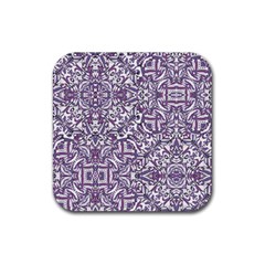 Colorful Intricate Tribal Pattern Rubber Coaster (square)  by dflcprints