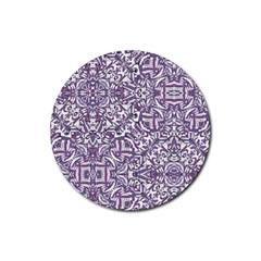 Colorful Intricate Tribal Pattern Rubber Coaster (round)  by dflcprints