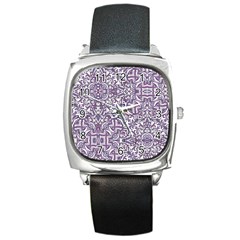 Colorful Intricate Tribal Pattern Square Metal Watch by dflcprints