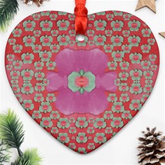 Fantasy Flowers In Everything That Is Around Us In A Free Environment Ornament (heart) by pepitasart