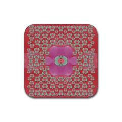 Fantasy Flowers In Everything That Is Around Us In A Free Environment Rubber Coaster (square)  by pepitasart