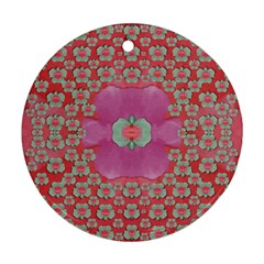 Fantasy Flowers In Everything That Is Around Us In A Free Environment Round Ornament (two Sides) by pepitasart