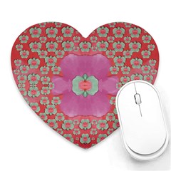 Fantasy Flowers In Everything That Is Around Us In A Free Environment Heart Mousepads by pepitasart