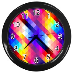 Abstract Background Colorful Pattern Wall Clocks (Black)