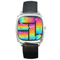 Background Colorful Abstract Square Metal Watch