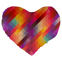 Abstract Background Colorful Pattern Large 19  Premium Heart Shape Cushions by Nexatart